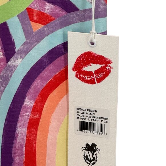 WILDFOX Women's 7/8 Legging High Waisted Soleil Stripes Athletic Rainbow XS NEW - Picture 5 of 11